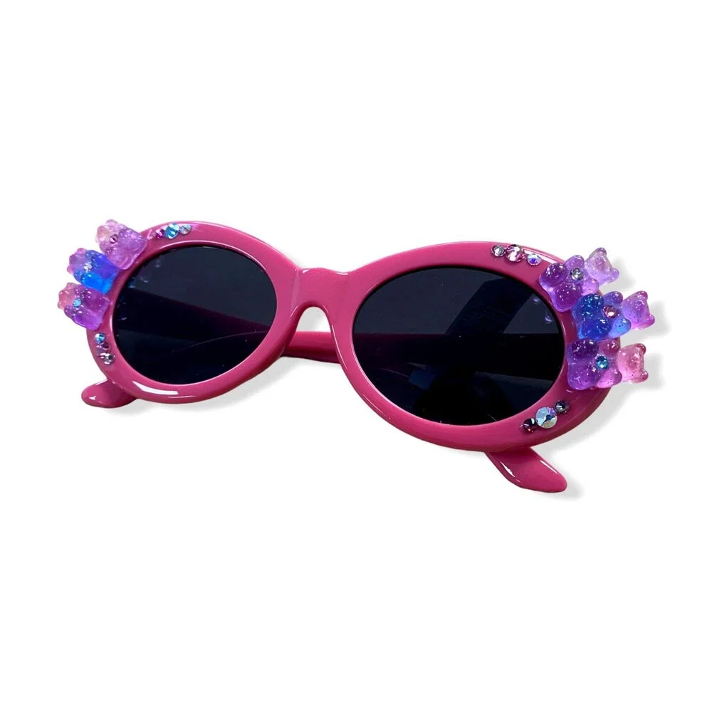 $36 Bari Lynn Girl's Pink Purple Gummy Bear Rhinestones Sunglasses - Onesize